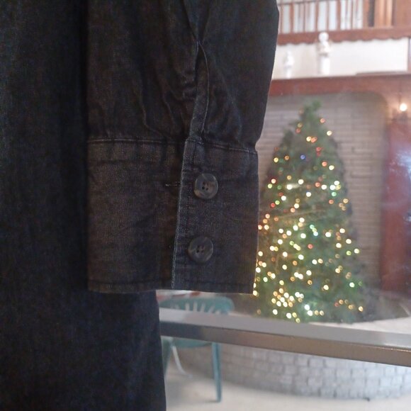 Nine West Women's Long Sleeve Button-Up Short Dress M Black - Picture 4 of 5